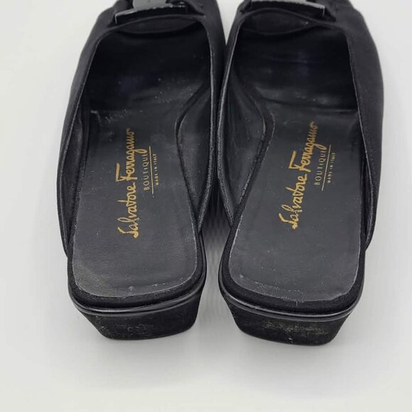 Salvatore Ferragamo Black Microfiber Mules size 8B - Picture 3 of 13